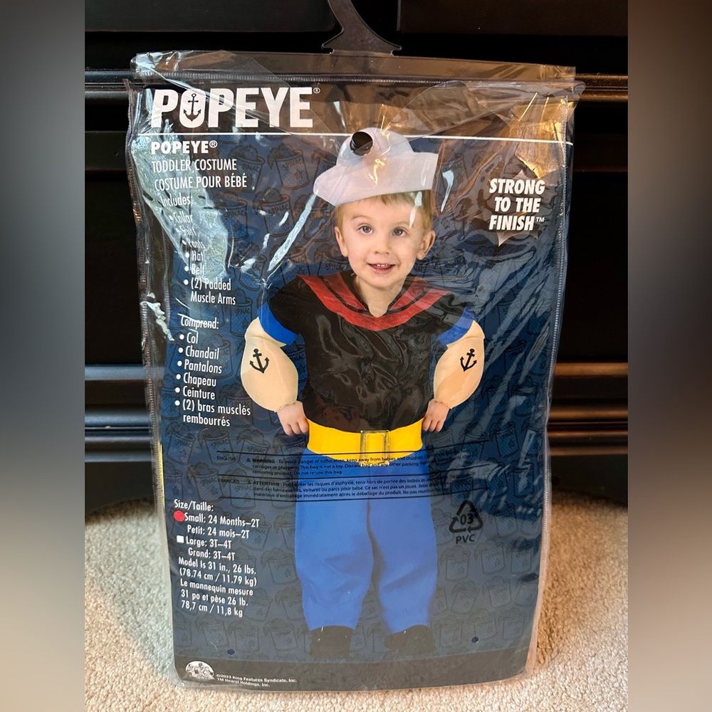 Popeye the Sailor Halloween Costume- NWT 24mos-2T